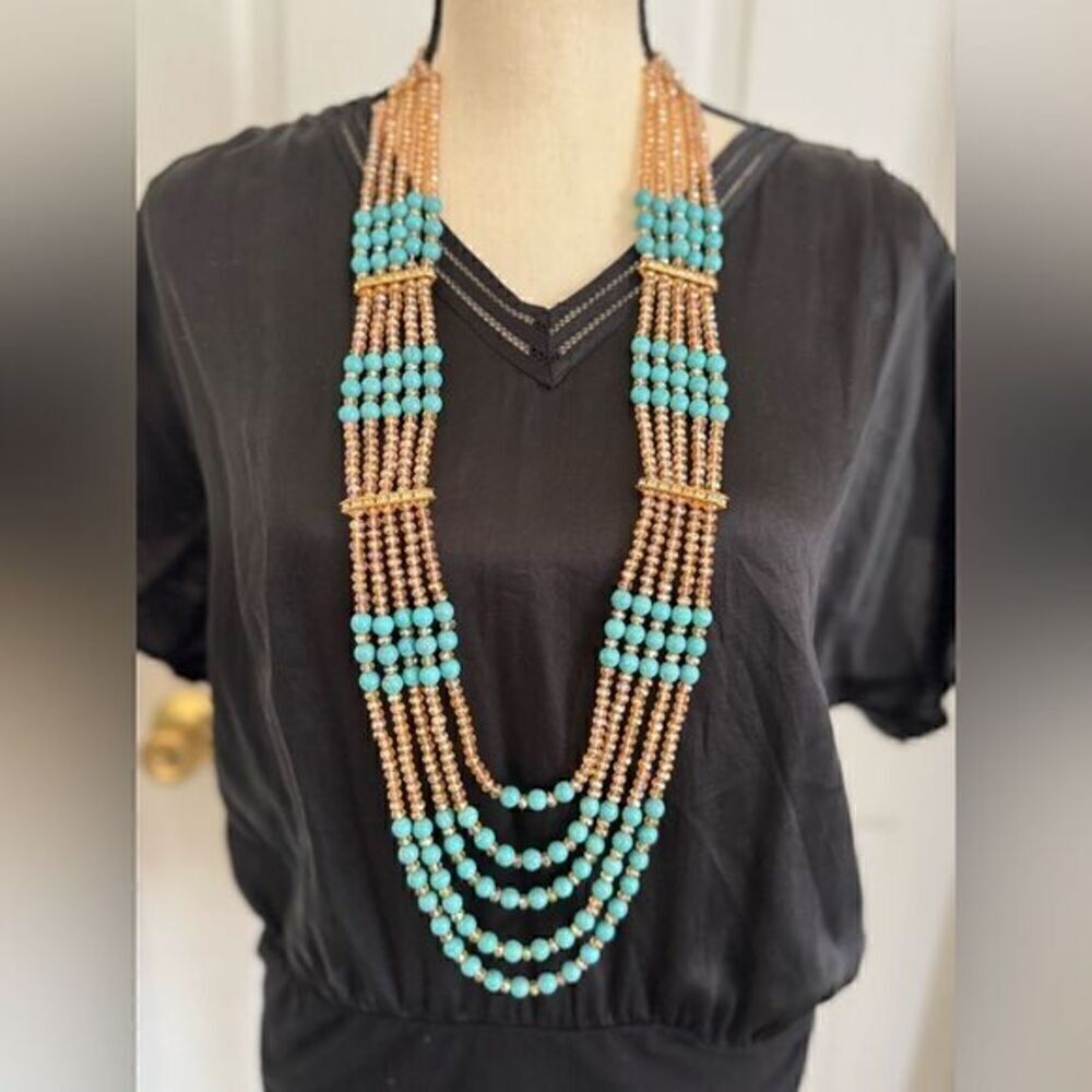 PAKISTANI INDIAN BRIDAL FORMAL LONG LAYERED NECKLACE MALA - Picture 1 of 9